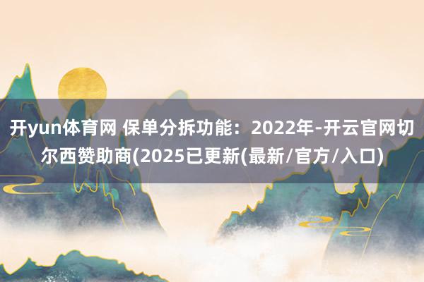 开yun体育网 保单分拆功能:2022年-开云官网切尔西赞助商(2025已更新(最新/官方/入口)